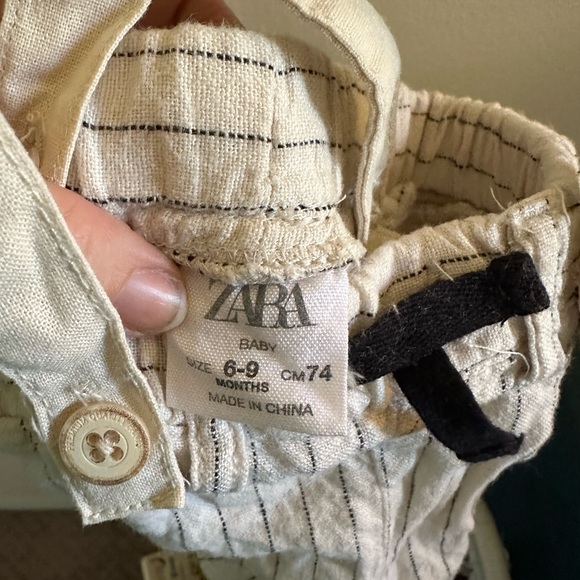 Zara striped Linen pants with suspenders - Picture 4 of 4